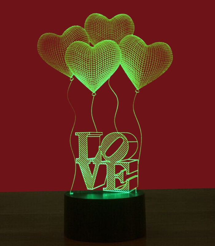 Simple Love Colorful 3D Touch Night Light