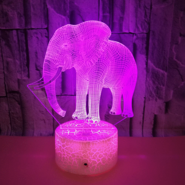 Elephant 3D Night Light Colorful Touch LED Visual Atmosphere Light - Image 2
