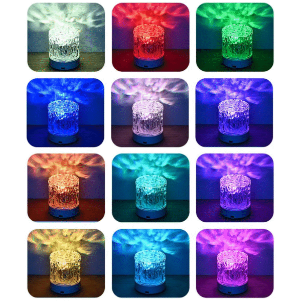 Crystal Lamp Water Ripple Projector Night Light Decoration Home Houses Bedroom Aesthetic - Image 3