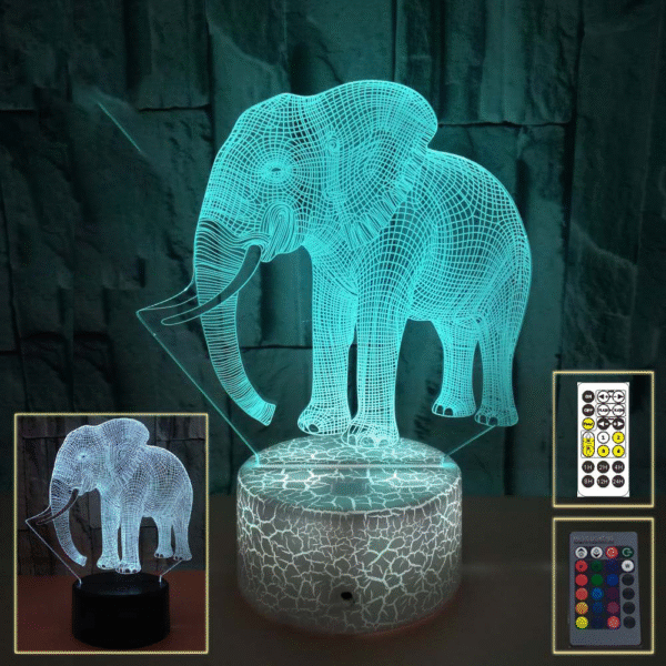 Elephant 3D Night Light Colorful Touch LED Visual Atmosphere Light - Image 3