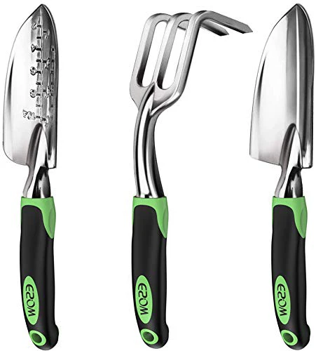ESOW Garden Tool Set, 3 Piece Cast-Aluminum Heavy Duty Gardening Kit Includes Hand Trowel