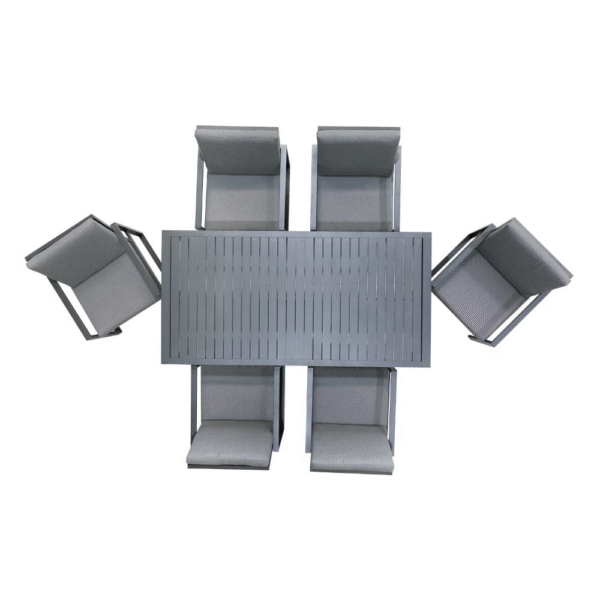 Amalfi 6-Seater Dining Set Charcoal & Grey - Image 2