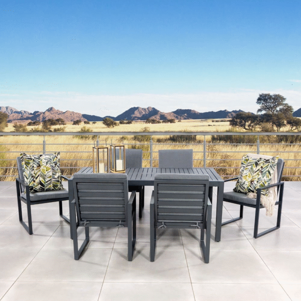 Amalfi 6-Seater Dining Set Charcoal & Grey - Image 3