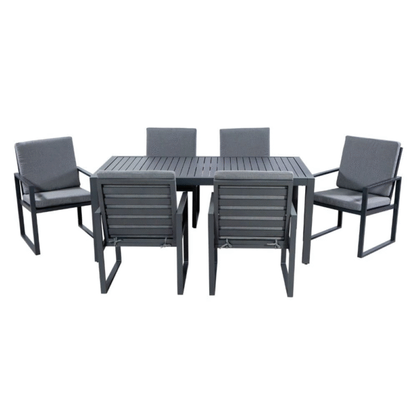 Amalfi 6-Seater Dining Set Charcoal & Grey