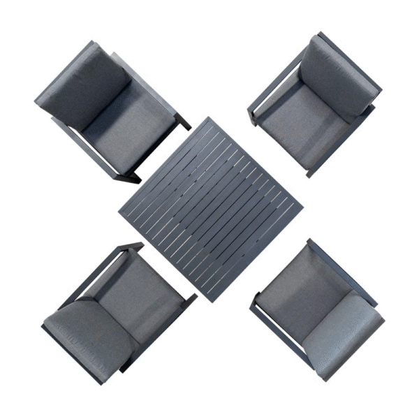Amalfi 4-Seater Dining Set Charcoal & Grey - Image 3
