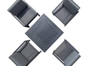 Amalfi 4-Seater Dining Set Charcoal & Grey