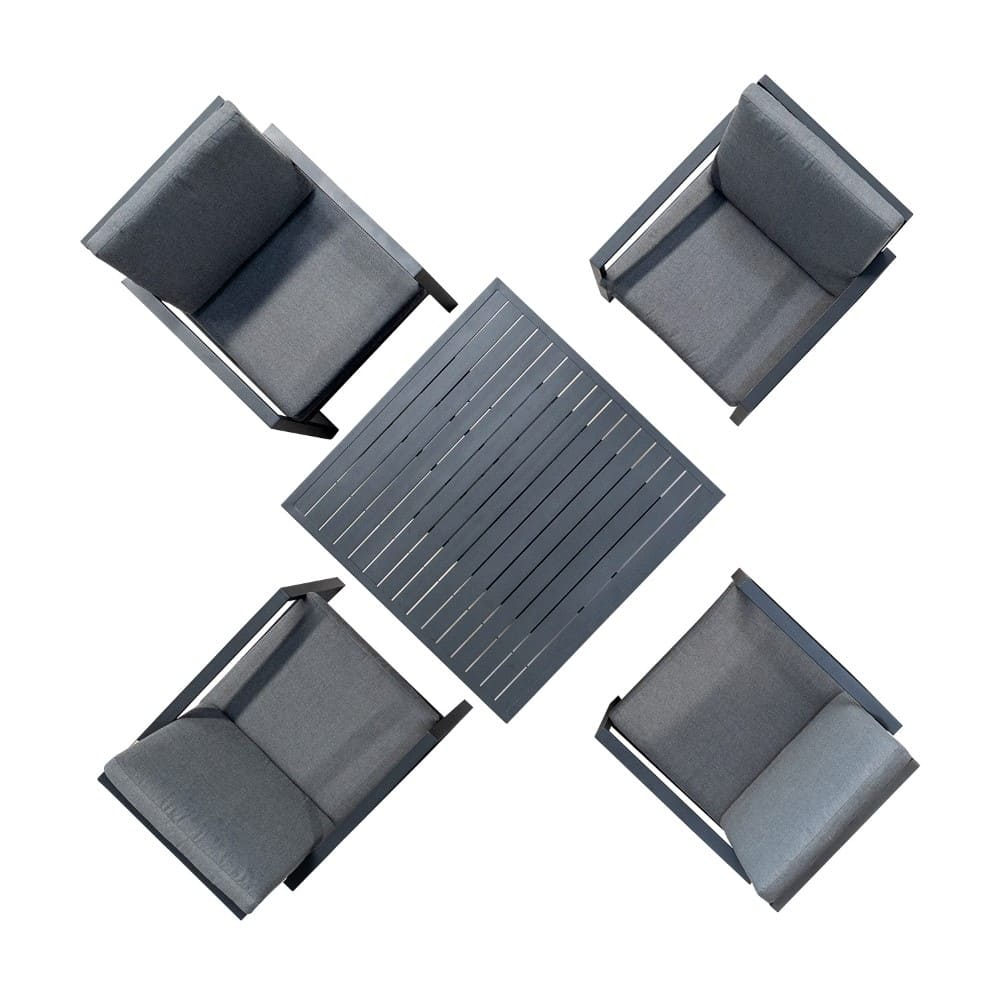 Amalfi 4-Seater Dining Set Charcoal & Grey