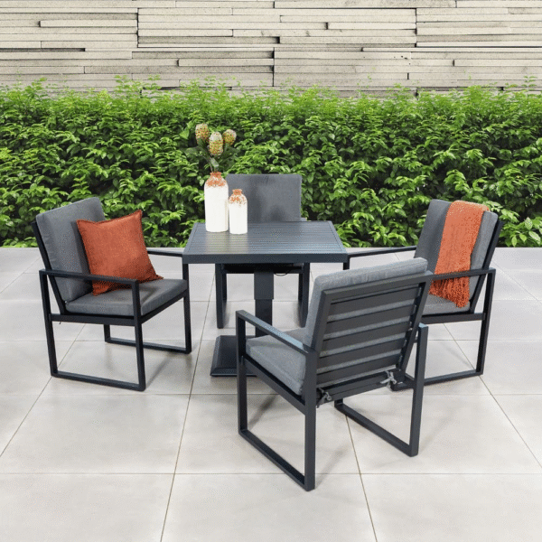 Amalfi 4-Seater Dining Set Charcoal & Grey - Image 4