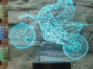 3D Night Light Riding Mountain Motorcycle LED Touch Illusion Light 7 Color Changes