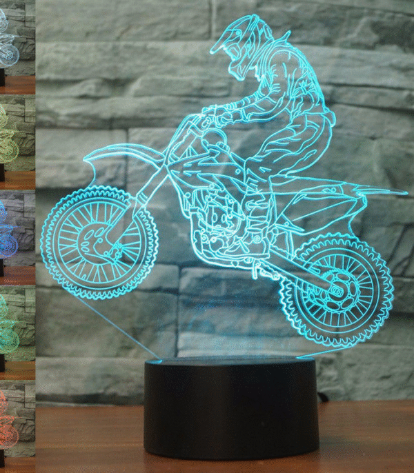 3D Night Light Riding Mountain Motorcycle LED Touch Illusion Light 7 Color Changes