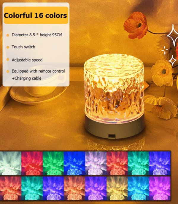 Crystal Lamp Water Ripple Projector Night Light Decoration Home Houses Bedroom Aesthetic
