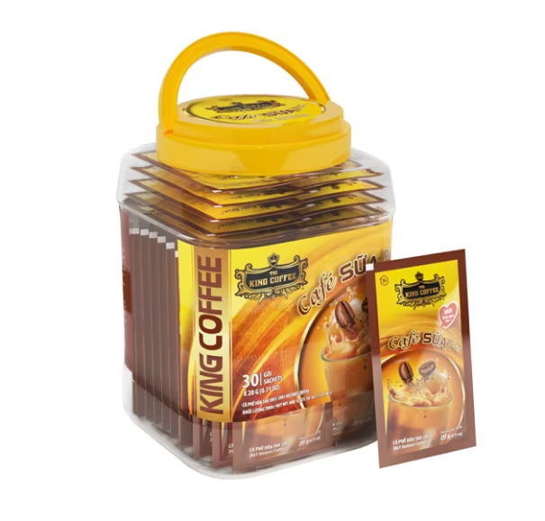 KING COFFEE MILK Café Plus – 600g plastic box (3 strips x 10 sachets x 20g)